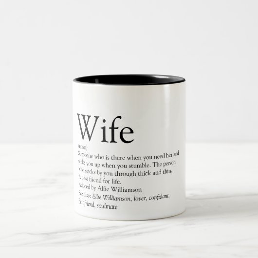 世界最高の妻の定義 黒と白 ツートーンマグカップ (中央)