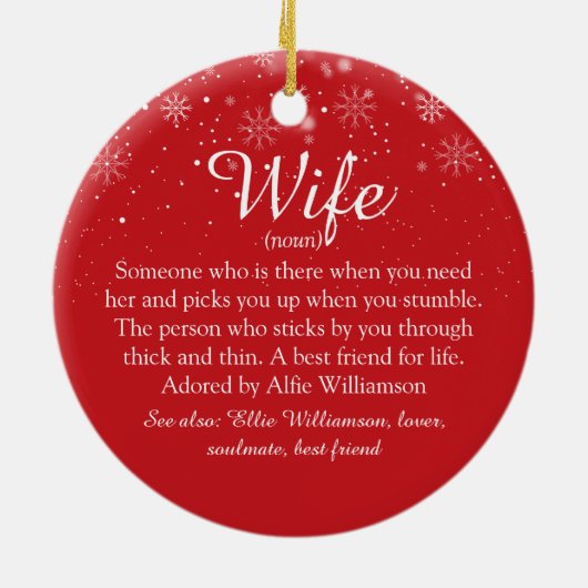 世界最高の妻定義フォトクリスマス セラミックオーナメント (裏面)