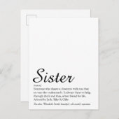 世界最高の姉妹の定義 エレガントなスクリプト ポストカード (正面/裏面)