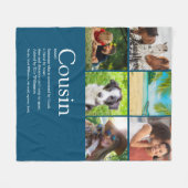 世界最高の従兄弟の定義6枚の写真 青 フリースブランケット (正面(横))