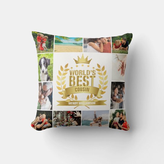 世界最高の従兄弟 12枚の写真コラージュ クッション (正面)