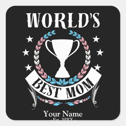 世界最高の母の日のトランス国旗の色 スクエアシール (正面)