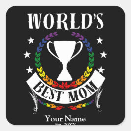 世界最高の母の日の虹の旗の色 スクエアシール