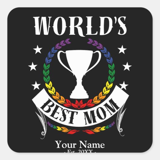 世界最高の母の日の虹の旗の色 スクエアシール (正面)