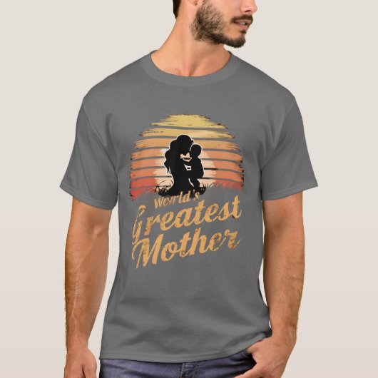 世界最高の母シルエットサンセットヴィンテージ Tシャツ (正面)