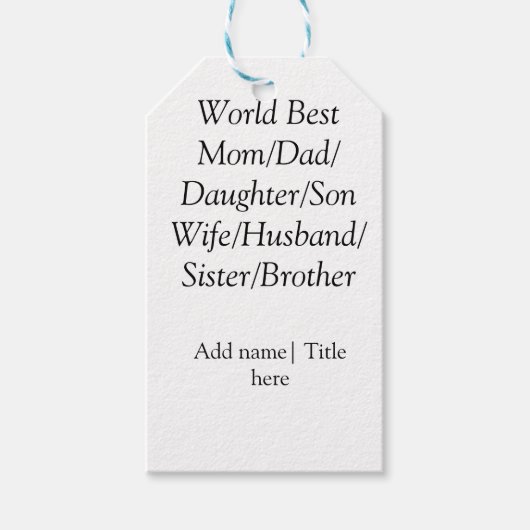 世界最高の母夫妻パパ娘の息子 ギフトタグ (正面)