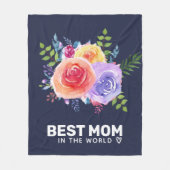 世界最高の水色のバラで母 フリースブランケット (正面)