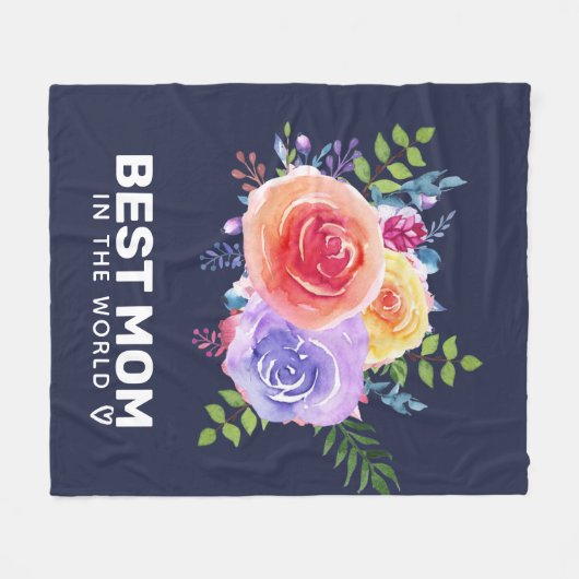 世界最高の水色のバラで母 フリースブランケット (正面(横))