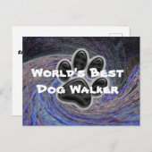 世界最高の犬の散歩者 青いスパイラルペットの足跡 ポストカード (正面/裏面)