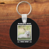 世界最高の犬パパ カスタム写真パーソナライズド キーホルダー (正面)