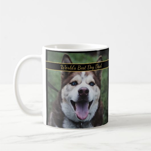 世界最高の犬パパ ペット フォト コーヒーマグカップ (左)