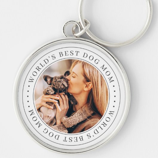 世界最高の犬母のクラシックシンプル写真 キーホルダー (正面)