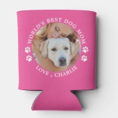 世界最高の犬母ペットパーソナライズされたフォトピンク 缶クーラー (裏面)