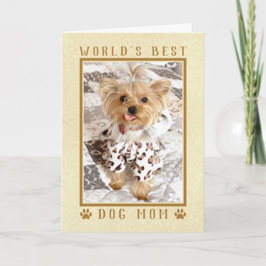 世界最高の犬母金ゴールド母の日写真 カード (正面)