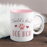 世界最高の犬母 ツートーンマグカップ<br><div class="desc">私たちはあなたと一緒にいる:フルベビーは完全に子供としてカウント。ベリーピンク祝のハートとコーラルピンクのポープリントイラストレーションとタイポグラフィで「世界の犬のママ」を特集した可愛いマグで最高の、あなたの人生の熱心な犬のママモダン。</div>