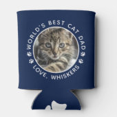 世界最高の猫パパかわいいパーソナライズされたペット 缶クーラー (裏面)