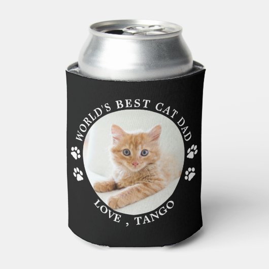 世界最高の猫パパパーソナライズされたかわいいペット写真 缶クーラー (缶正面)