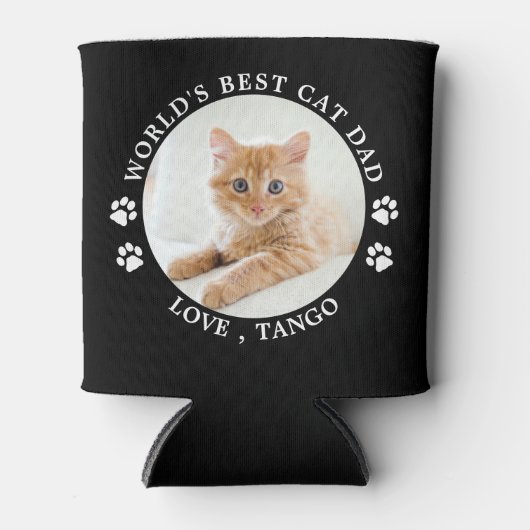 世界最高の猫パパパーソナライズされたかわいいペット写真 缶クーラー (正面)
