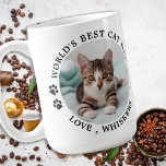 世界最高の猫パパパーソナライズされたペット コーヒーマグカップ<br><div class="desc">ワールド最高のズキャットパパ... 猫のパパお気に入りのこの父の日、クリスマス、または彼の誕生日を驚かせすごいて、この可愛いペットフォトマカスタムグ。こカスタマイズの猫のパパの写真と名お気に入りの前をマグ。両面 – 各違う面または同じ、あなたまで写真を撮ることができる！この猫パパマグは猫好きや猫パパに必須！猫素晴らしのプレゼント。COPYRIGHT © 2020 Judy Burrows,  Black Dog Art - All Rights Reserved.ワールド最高のズキャットパパパーソナライズされたペットフォトコーヒーマグ</div>