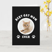 世界最高の猫ママ カスタム写真 パーソナライズド カード (黄色い花)