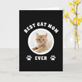 世界最高の猫ママ カスタム写真 パーソナライズ カード (黄色い花)