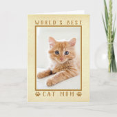 世界最高の猫母金ゴールド母の日の写真 カード (正面)