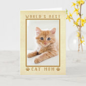 世界最高の猫母金ゴールド母の日の写真 カード (黄色い花)