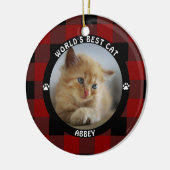 世界最高の猫 レッドバッファローチェック あなただけの特別なオーダーメイド セラミックオーナメント (左)