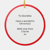 世界最高の祖母 カスタム フォト クリスマス セラミックオーナメント (裏面)