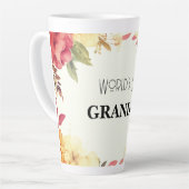 世界最高の祖母 フラワーの水彩画 カフェラテマグ (左アングル)