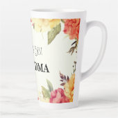 世界最高の祖母 フラワーの水彩画 カフェラテマグ (右)