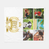 世界最高の祖母 6枚の写真を飾ったコラージュ フリースブランケット (正面(横))