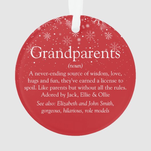 世界最高の祖父母の定義 クリスマス オーナメント (裏面)