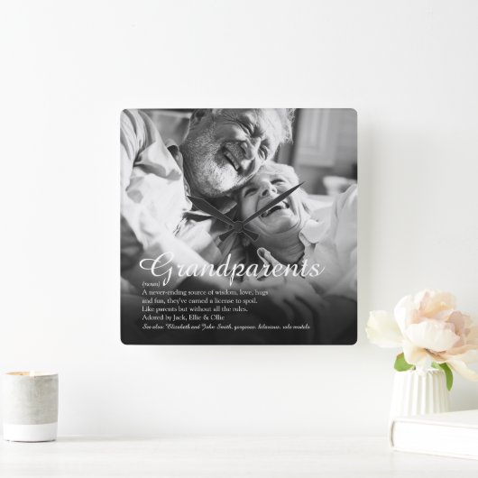 世界最高の祖父母の定義 スクエア壁時計 (ホーム)