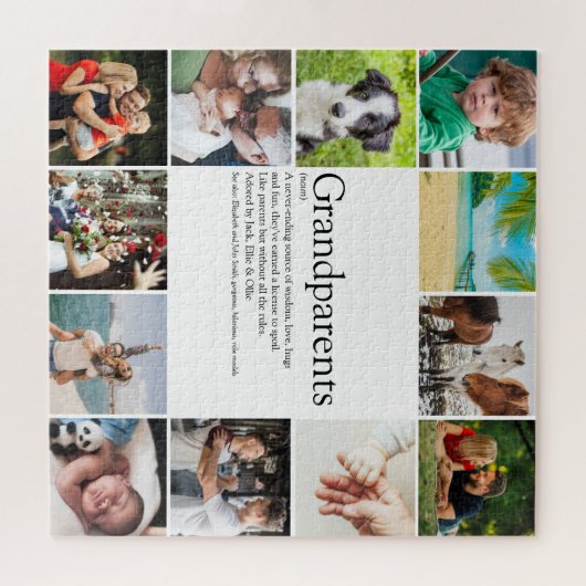 世界最高の祖父母の定義 12 枚の写真のコラージュ ジグソーパズル (横)