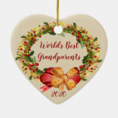 世界最高の祖父母アンティークリースクリスマス セラミックオーナメント (裏面)