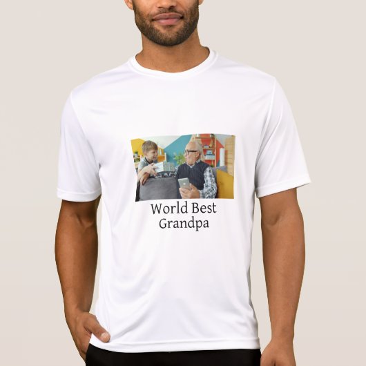 世界最高の祖父 名前 テキスト スポーツ テキスト 簡単 Tシャツ (正面)