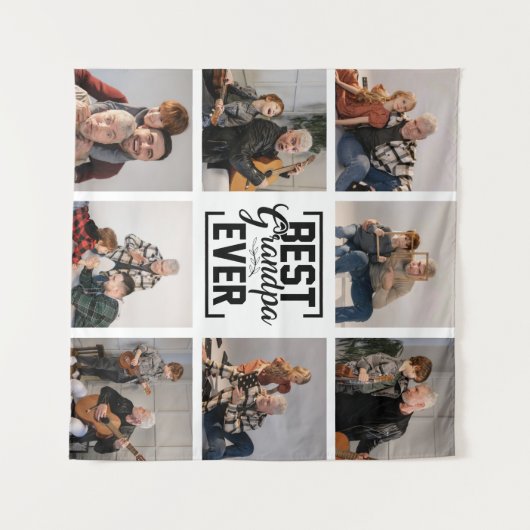 世界最高の祖父 8枚の写真 コラージュ タペストリー (正面(横))