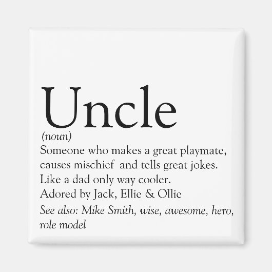 世界最高の素晴らしいおじさん、ファンクル定義 マグネット (正面)