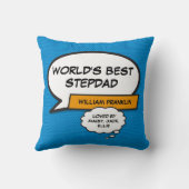 世界最高の義父、義父スーパーヒーローブルー クッション (裏面)