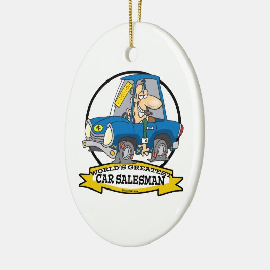 世界最高の車セールスマンの男性の漫画 セラミックオーナメント (左)