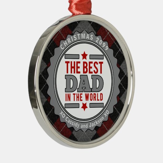 世界最高の金属オパターン（の模様が）あるロアーガイルナムのパパ メタルオーナメント (右)