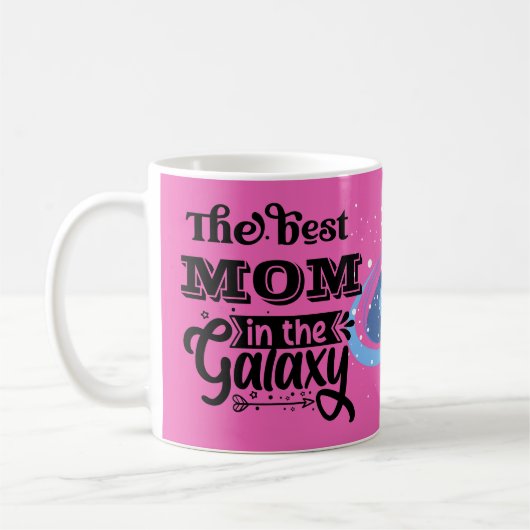 世界最高の銀河系トロフィーの母素晴らし母 コーヒーマグカップ (左)