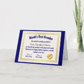 世界最高の面白いおじいちゃん証明書 カード (正面)