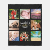 『世界最高のMOM 8フォトコラージュBLACK AND DATA』 フリースブランケット (正面)