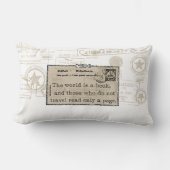 "世界本"のヴィンテージ旅行装飾用クッションです ランバークッション (正面)