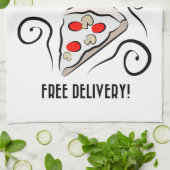 世界楽しむ一のピザ |無料デリバリー！ キッチンタオル (折り畳み)