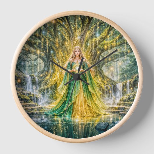 世界樹の下の女主人　幻想的な魔法 壁時計 (正面)