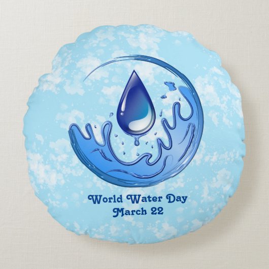 世界水救日水救土土 ラウンドクッション (正面)