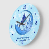世界水救日水救土土 ラージ壁時計 (傾斜)